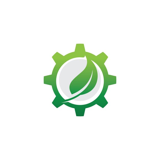 Zielony Liść Gear Icon Logo Design Element