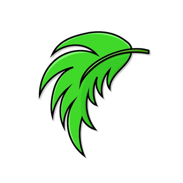 Plik wektorowy zielony liść na białym tle ilustracji wektorowych z konturem i cieniem