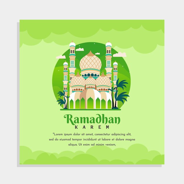 Plik wektorowy zielony plakat z napisem ramadan kareem.