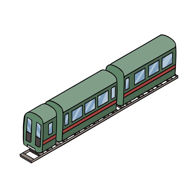 Zielony pociąg wagonów na szynach wektor
