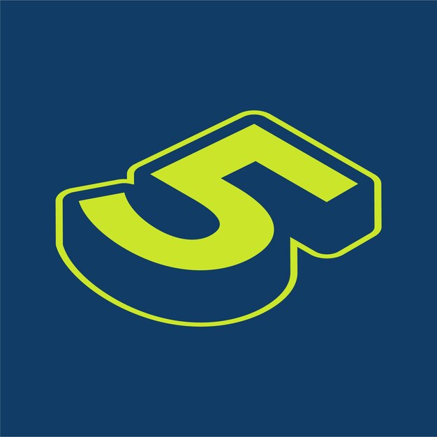 Zielony Retro Izometryczny Wektor Numer 5 Ikona z edytowalnym tłem