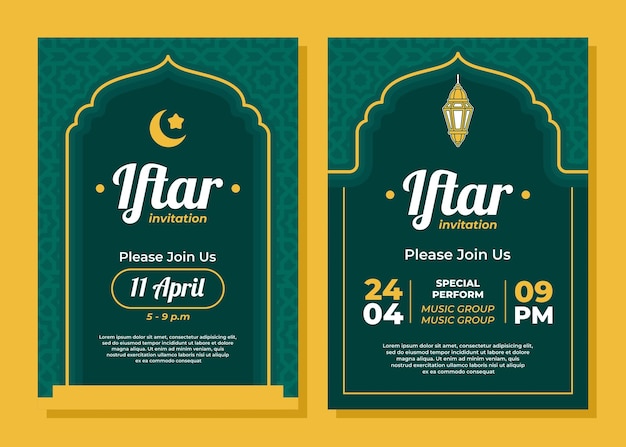 Zielony Wektor Iftar świętuje Zaproszenie
