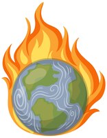 Ziemia w ogniu z wysoką temperaturą