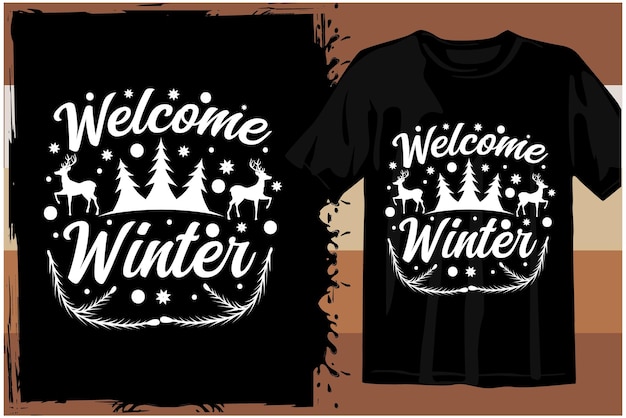 Zimowa Koszulka Projekt Wektor. Zimowa Pogoda. Projekt Koszulki Typografii. Kaligrafia Grafika Wektorowa
