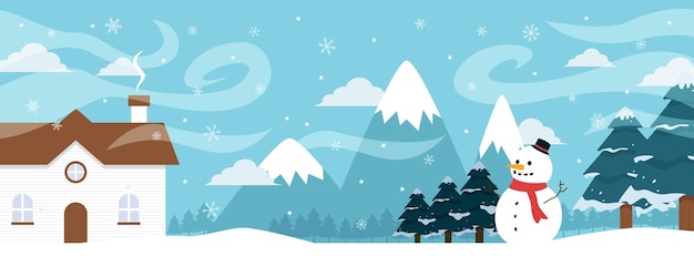 Zimowy Krajobraz Z Jodłami I śniegiem. Boże Narodzenie Tło. Projekt Ulotki, Banera, Plakatu, Zaproszenia