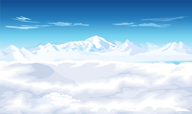 Plik wektorowy zimowy krajobraz ze śniegiem i górami ilustracja wektorowa