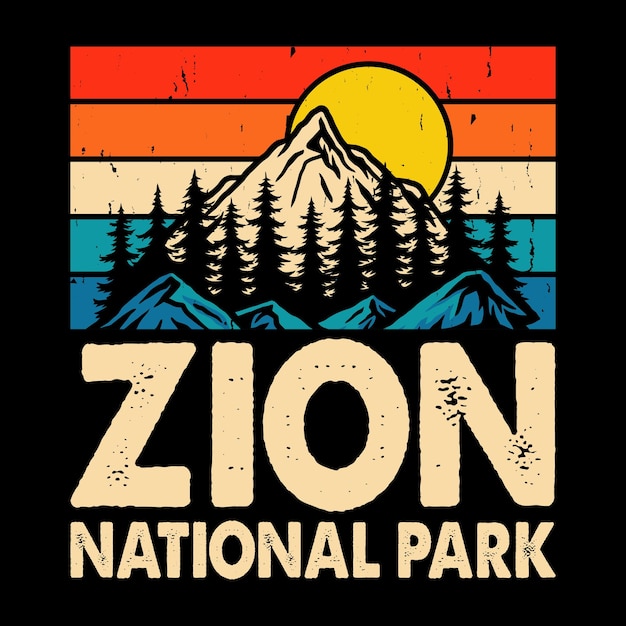 Zion National Park zabawna przygoda na świeżym powietrzu górska natura Retro Vintage piesze wycieczki Tshirt Design
