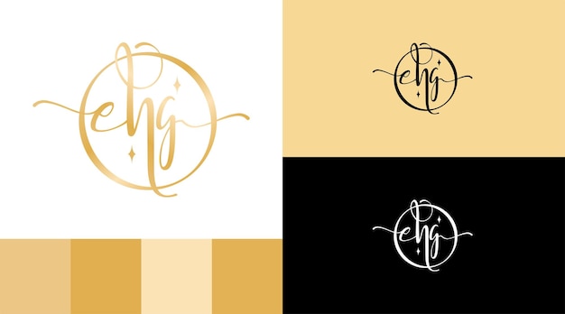 Złota Biżuteria List Ehg Monogram Logo Design Concept