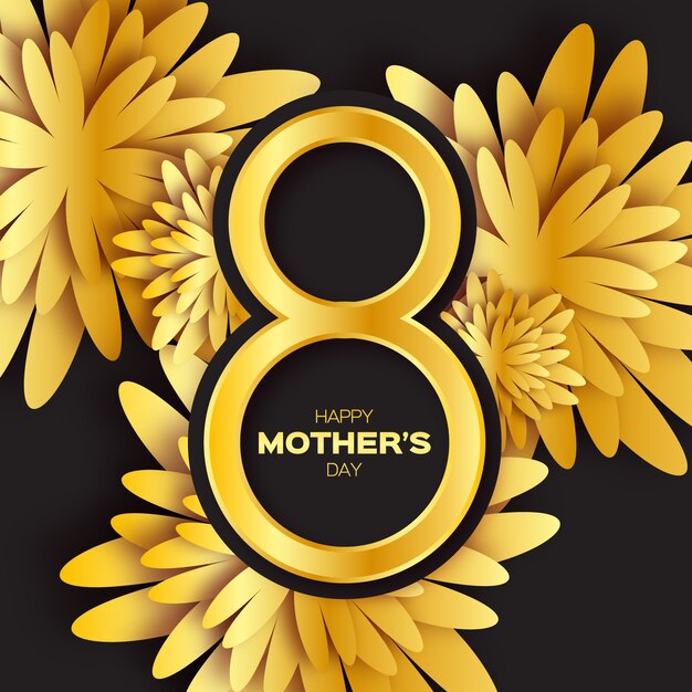 Złota Folia Kwiatowy Kartkę Z życzeniami - Szczęśliwego Dnia Matki