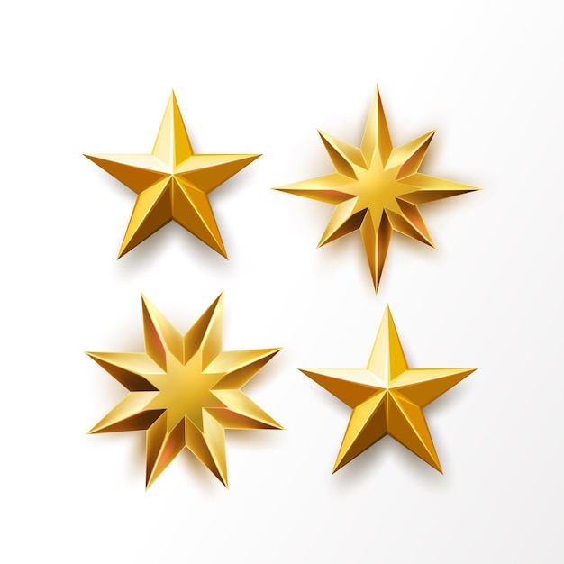 Plik wektorowy złota gwiazda zestaw realistyczny symbol rankingu najwyższej nagrody błyszczący medal obiekt