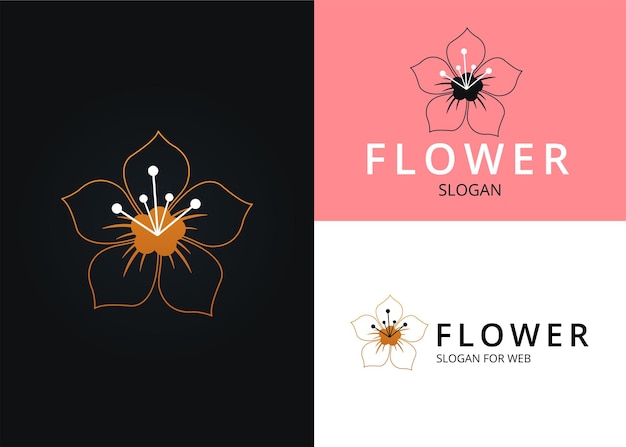 Złota Ikona Kwiatów Minimalistyczny Kwiatowy Projekt Logo Sakura Symbol Dla Biznesu Piękności