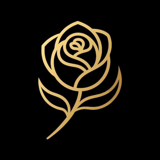 Złota ikona róży na czarnym luksusowym kwiatowym boutique Logo Design