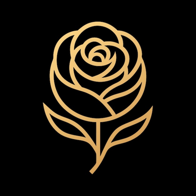 Złota ikona róży na czarnym luksusowym kwiatowym boutique Logo Design