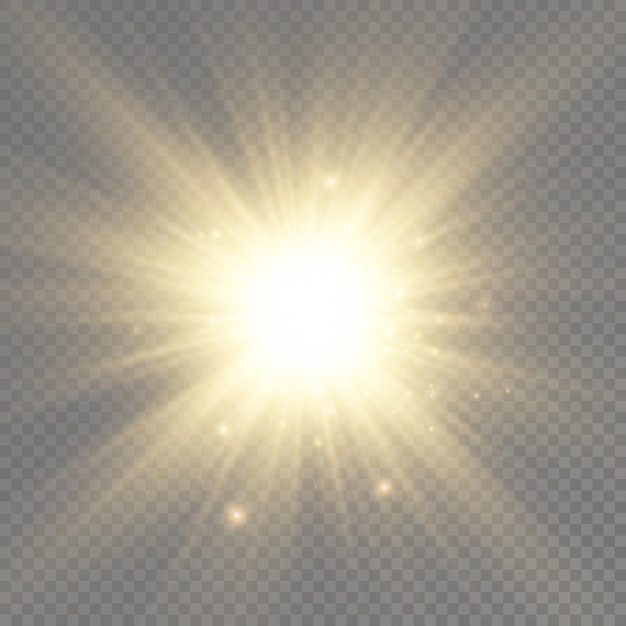 Złota Jasna Gwiazda świecące Złotem światło Rozbłyskuje żółte Promienie Słoneczne Rozbłysk światła Słonecznego Z Jaskrawym Bokeh