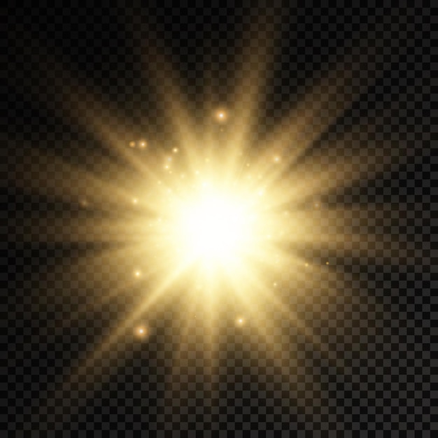 Plik wektorowy złota jasna gwiazda świecące złotem światło rozbłyskuje żółte promienie słoneczne rozbłysk światła słonecznego z jaskrawym bokeh
