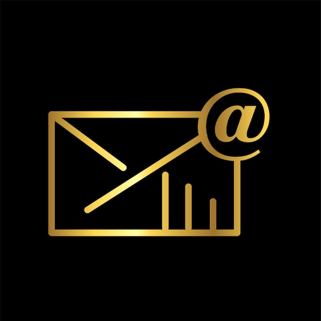 Złota Koperta E-mail Ikona Wektor Szablon Logo Modna Kolekcja Płaska Konstrukcja