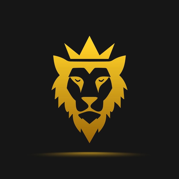 Złota Korona Głowa Lwa Logo I Ikona Wektor Projektowanie Logo Złotej Twarzy Lwa