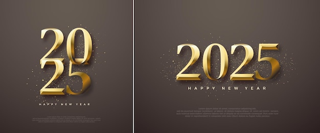 Plik wektorowy złota liczba 2025 z klasycznymi błyszczącymi liczbami luksusowy projekt dla szczęśliwego święta nowego roku 2025 premium wektorowy projekt dla plakatów kalendarza baner i pozdrowienia