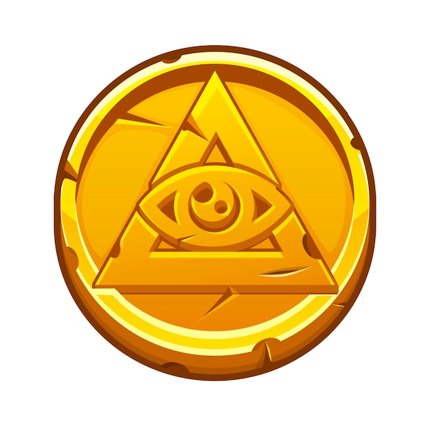 Złota moneta z Allseeing eye Złota Piramida i Allseeing eye Masoński Symbol Masonerii