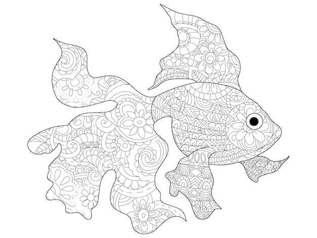 Plik wektorowy złota rybka kolorowanka wektor dla dorosłych