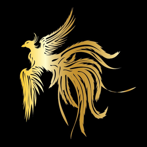 Plik wektorowy złota sylwetka ptaka feniksa na białym tle