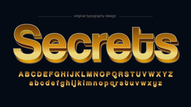 złota typografia bezszeryfowa 3d