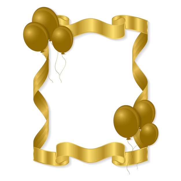 Plik wektorowy złota wstążka z ramą urodziny balon