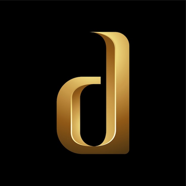 Plik wektorowy złota wytłoczona litera d na czarnym tle