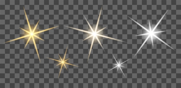 Złote gwiazdy błyszczą na przezroczystym tle świąteczna błyszcząca tapeta tło na Boże Narodzenie i Nowy Rok ilustracji wektorowych w formacie eps10