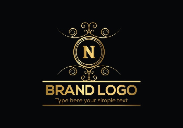 Plik wektorowy złote logo z literą n