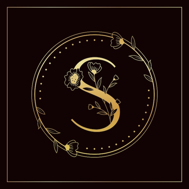 Plik wektorowy złote luksusowe litery s eleganckie kwiatowe logo