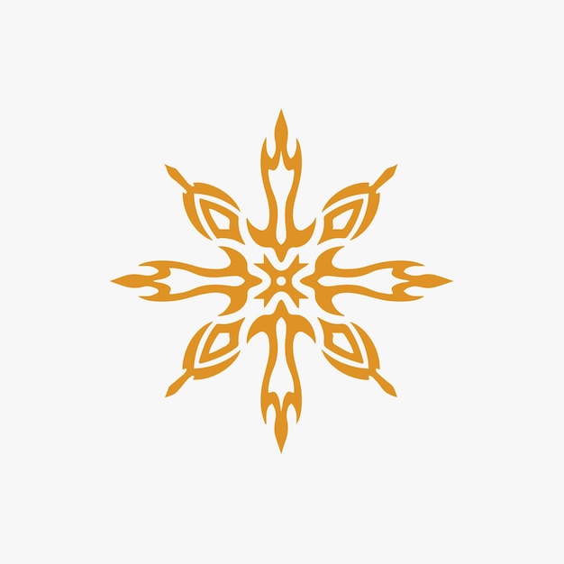 Złote Mandala Tribal Snowflake Logo Na Białym Tle Wzornik Kalkomania Tatuaż Wektor Ilustracja