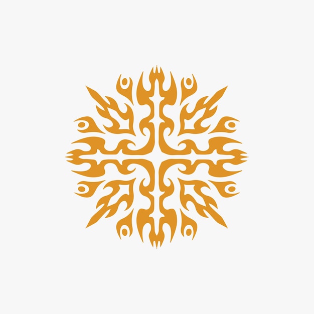Złote Mandala Tribal Sun Logo Na Białym Tle Wzornik Kalkomania Tatuaż Wektor Ilustracja