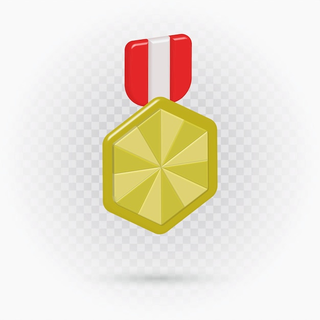 Plik wektorowy złote medale sześciokątne realistyczne honorują złoty medal odznaka przypinka złoty medal