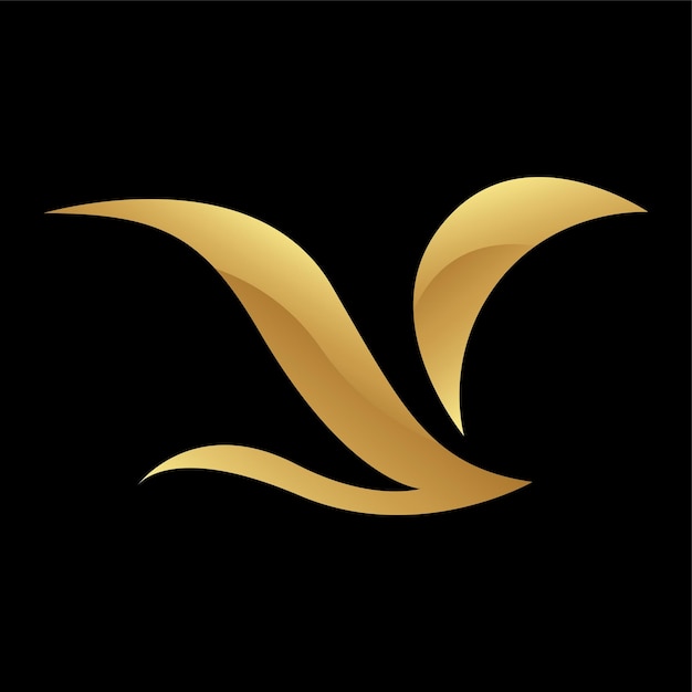 Plik wektorowy złote miękkie skrzydła ikona na czarnym tle