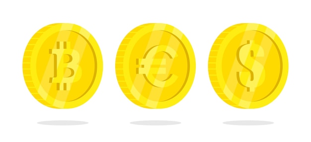 Złote monety bitcoin euro dolar