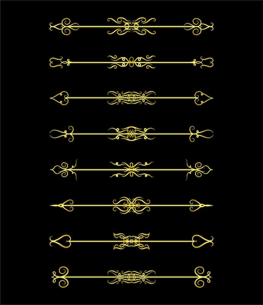 Złote obramowania zestaw elementów kolekcji, ornament Vector