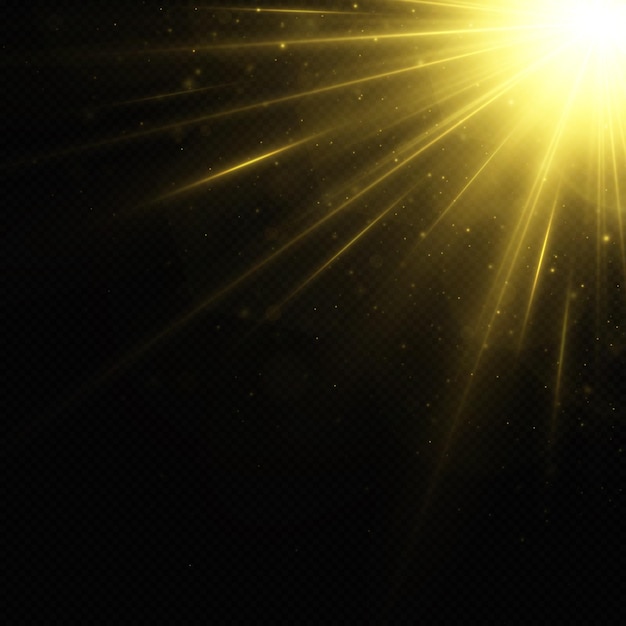 Złote świecące światło Eksploduje. Specjalny Efekt świetlny Błyszczą Złote Iskry.