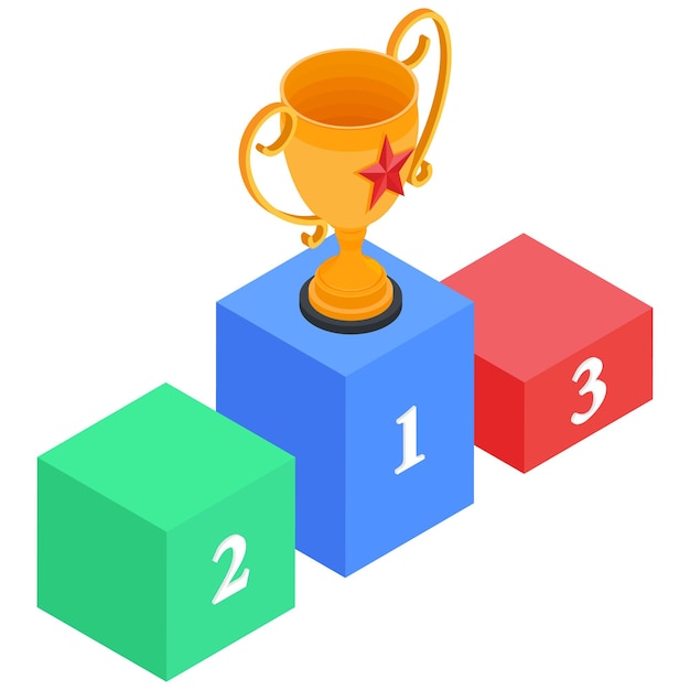 Złote trofeum na podium