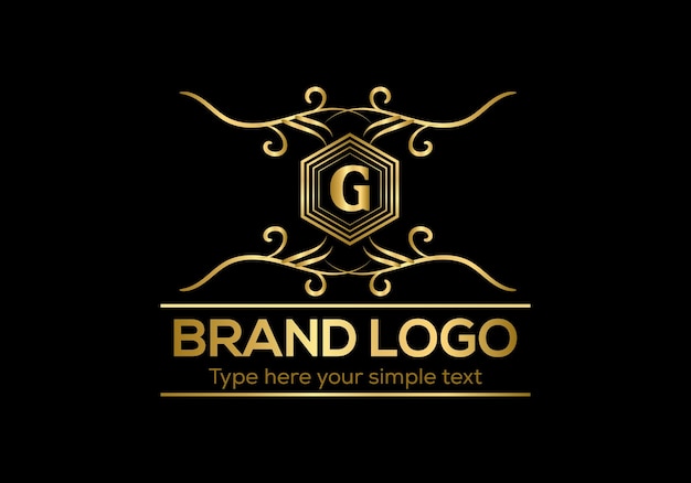 Plik wektorowy złoto-czarne logo z literą g
