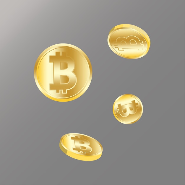 Złoto spadające bitcoiny Koncepcja waluty kryptograficznej Ilustracja wektora