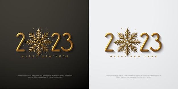 Plik wektorowy złoty 3d szczęśliwego nowego roku 2023