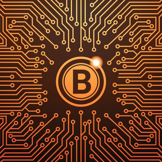 Złoty Bitcoin ikona Waluta cyfrowa Web pieniądze koncepcja obwodu tło