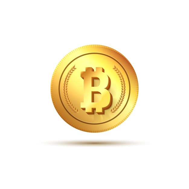 Złoty bitcoin na białym tle