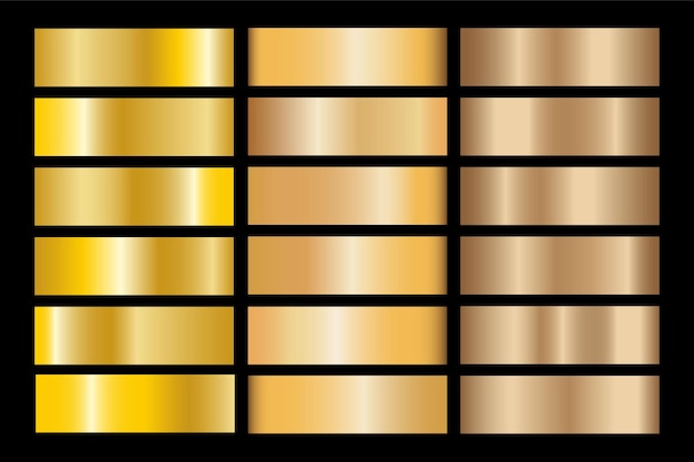 Złoty Gradient Zestaw Tło Wektor Ikona Tekstury Metaliczny Ilustracja Dla Ramki, Wstążki, Banera, Monety I Etykiety. Realistyczne Streszczenie Złoty Wzór Bez Szwu. Elegancki Szablon światła I Połysku