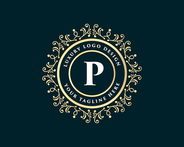 Złoty Kaligraficzny Kwiatowy Ręcznie Rysowane Monogram Antyczny Styl Vintage Luksusowy Projekt Logo Z Koroną Nadaje Się Do Restauracji Hotelowej Kawiarni Kawiarni Spa Salon Piękności Luksusowy Butik Kosmetyczny I Wystrój