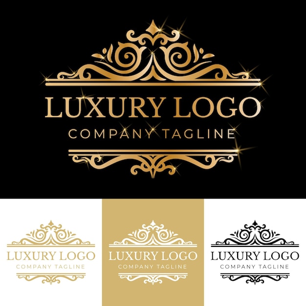 Złoty kaligraficzny kwiatowy ręcznie rysowane monogram antyczny styl vintage luksusowy projekt logo