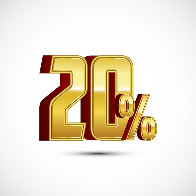 Złoty kolor 20 procent zniżki 3D etykieta naklejka duża oferta symbol sprzedaży specjalna etykieta oferty