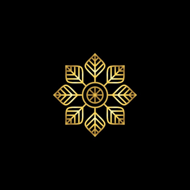 Złoty Kolor Streszczenie Kwiat Dekoracji Mandala Wektor Logo Szablon