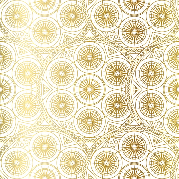 Złoty Luksus Art Mandala Boho Seamless Pattern